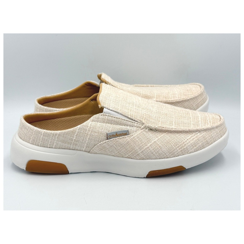 OrthoComfort Slip On Shoes Women 38 Beige Canvas Loafers ZGBX03G